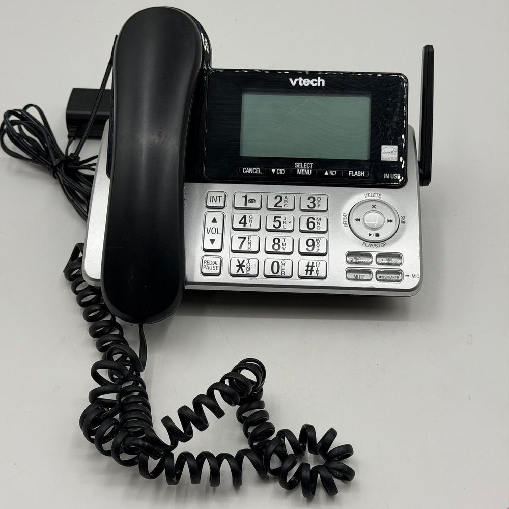VTech CS5249 Corded Desk Phone with Digital Answering System Silver Black